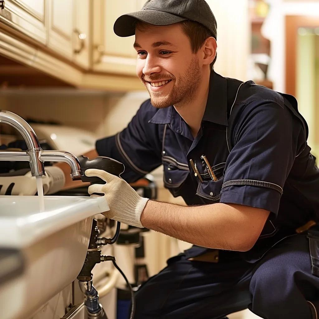 Friendly plumber working on plumbing system in Wakerley home, showcasing local expertise