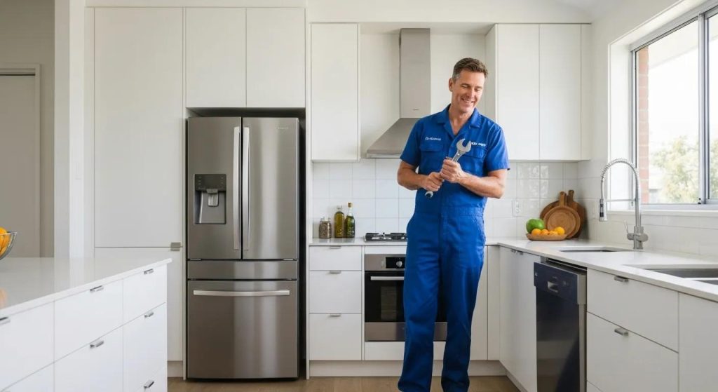 Skilled plumber expertly fixing a leak in a modern Manly kitchen, demonstrating reliability and professionalism