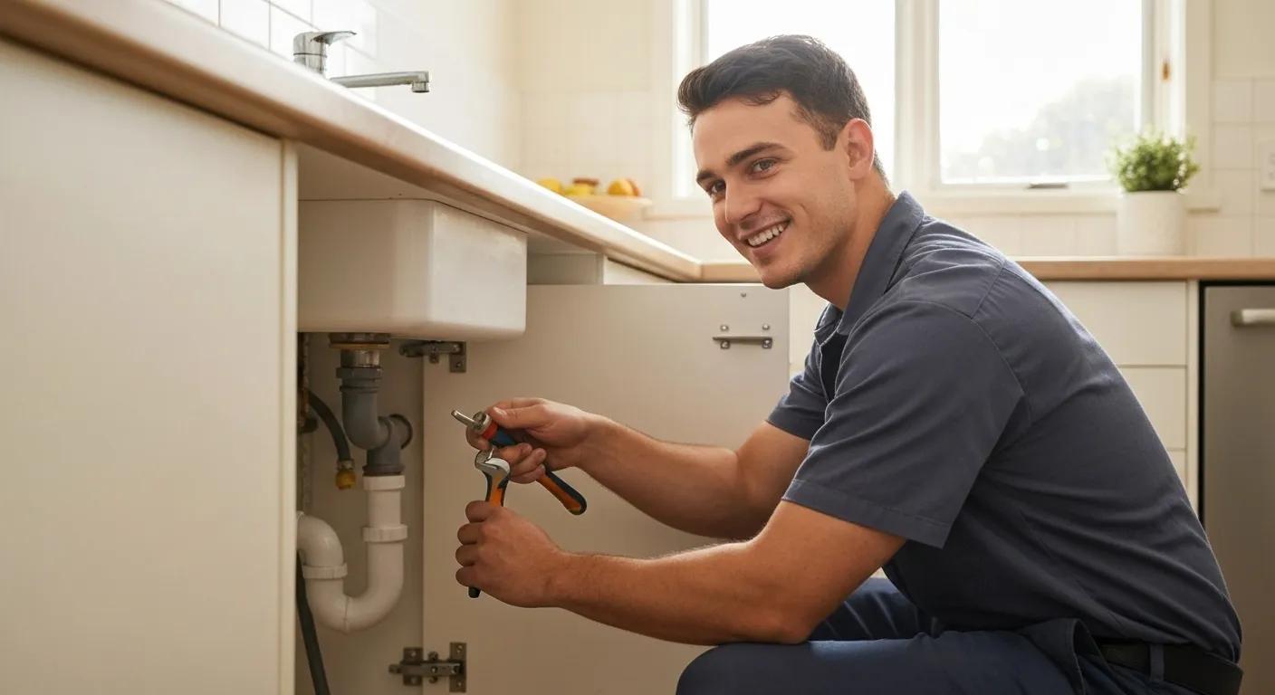 Plumber tackling a home plumbing emergency, highlighting fast service and expert skills in Manly